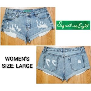 SIGNATURE  EIGHT Deconstructed Denim Shorts